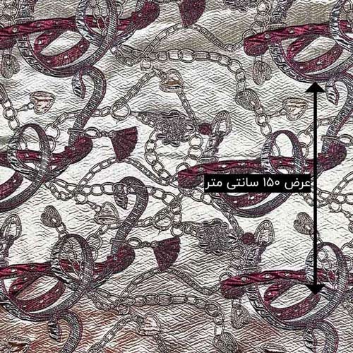 پارچه ژاکارد تافته زنجیری رنگ گیلاسی 